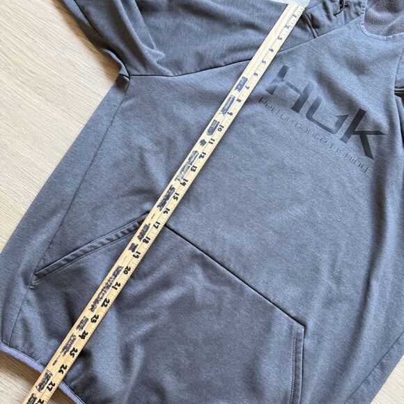 Huk Fin Hoodie Men Large Gray Base Layer Performance Fishing Fleece - Picture 4 of 12